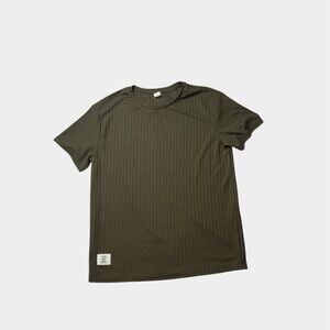 SHEIN Boys Ribbed Stretch Olive Green T Shirt 11/12-nwot